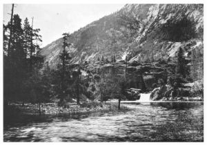 Falls on Tuolumne River at the head of the Hetch Hetchy Valley.  Image: J. N. LeConte from the Sierra Club Archives.